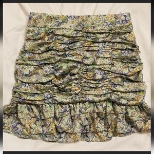 Zara - Satin Gathered Ruffle Skirt - XS